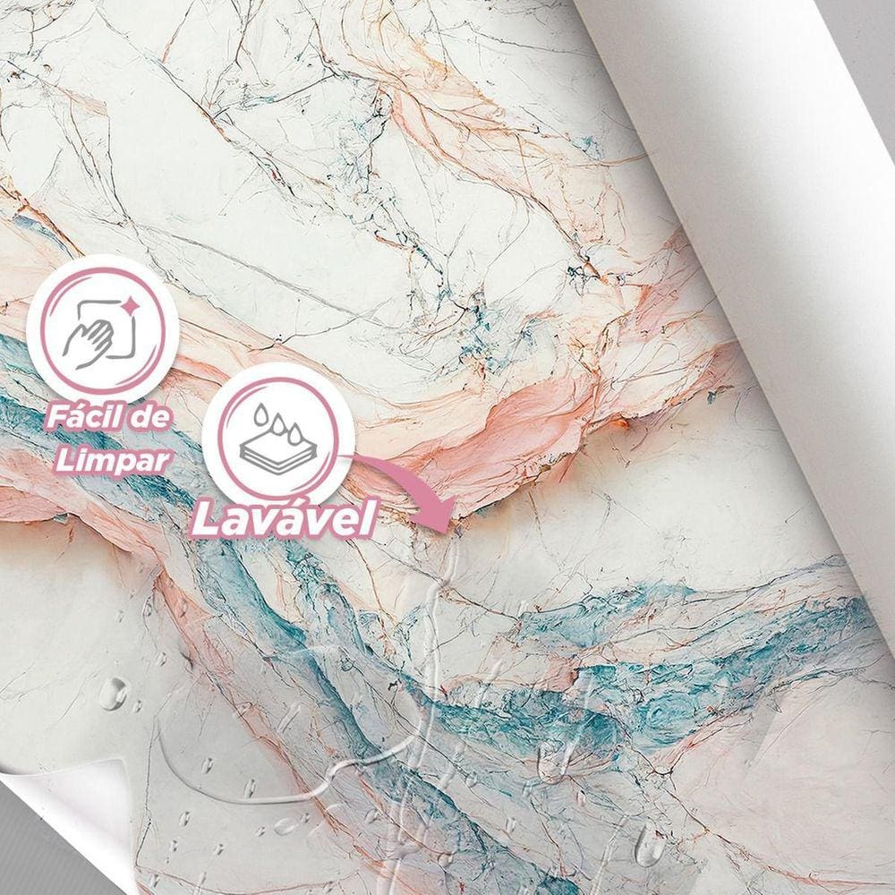Papel De Parede Painel 3D Mármore Rosa E Azul Brilhoso 1M