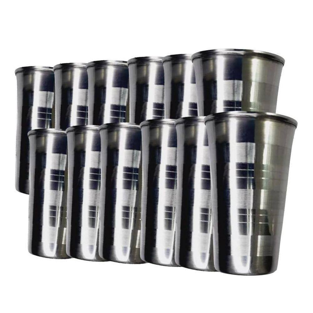 Kit 12 Copos De Inox Resistente Para Cerveja Agua Suco 250Ml