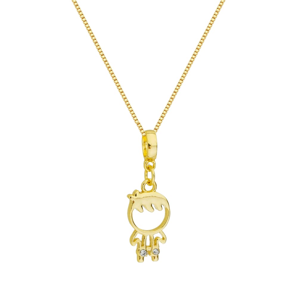 Colar Pingente Menino Banhado a Ouro 18k