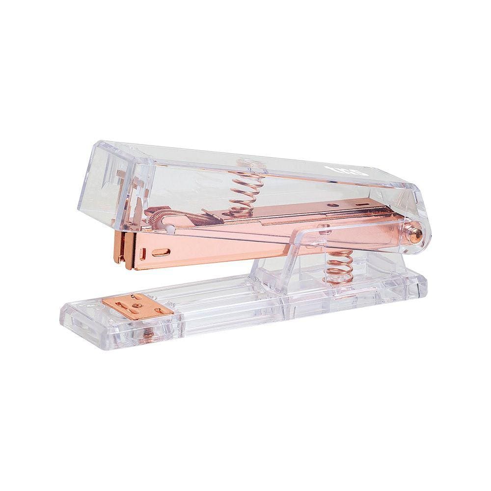 Grampeador de Mesa 30 Folhas Holic Fancy Rosé Luxo Moderno Transparente Tris