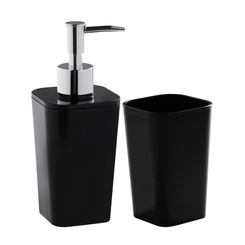 Kit Banheiro Lavabo Saboneiteira e Porta Escova Astra Preto