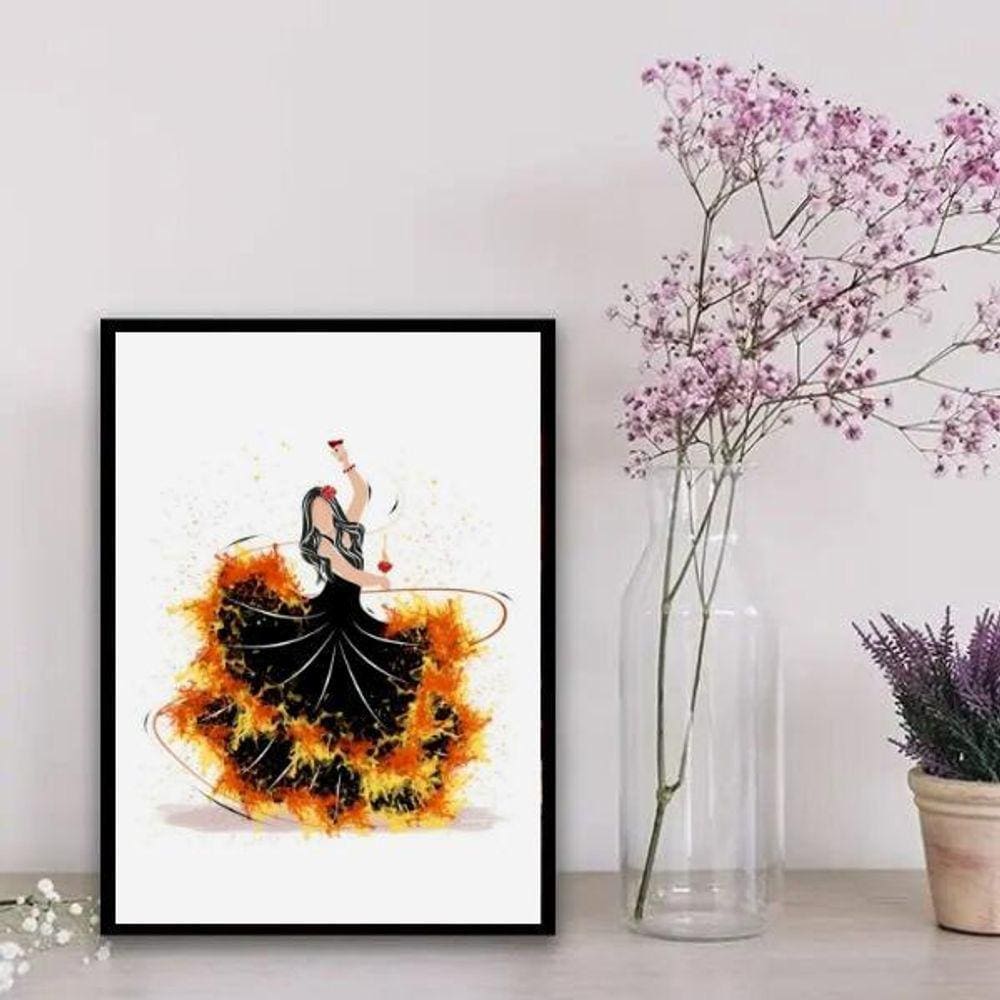 Quadro Decorativo Umbandista Cigana 45x34cm - Madeira Preta