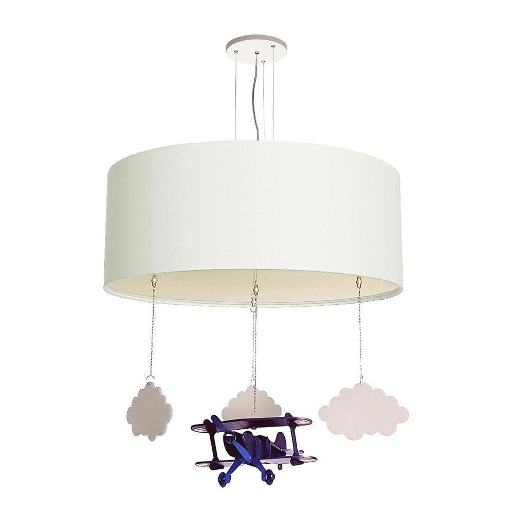 Luminária de Teto Pendente Infantil Avião 40cm Branco 6209