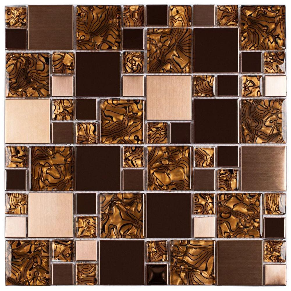 Pastilha de Aço Inox Metal Glass Mosaic Espelhado/Escovado