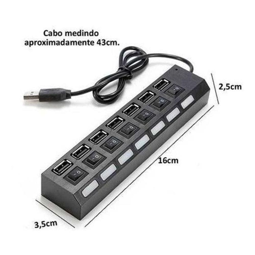 Hub Usb Extensor 7 Portas Chave Seletora 2.0