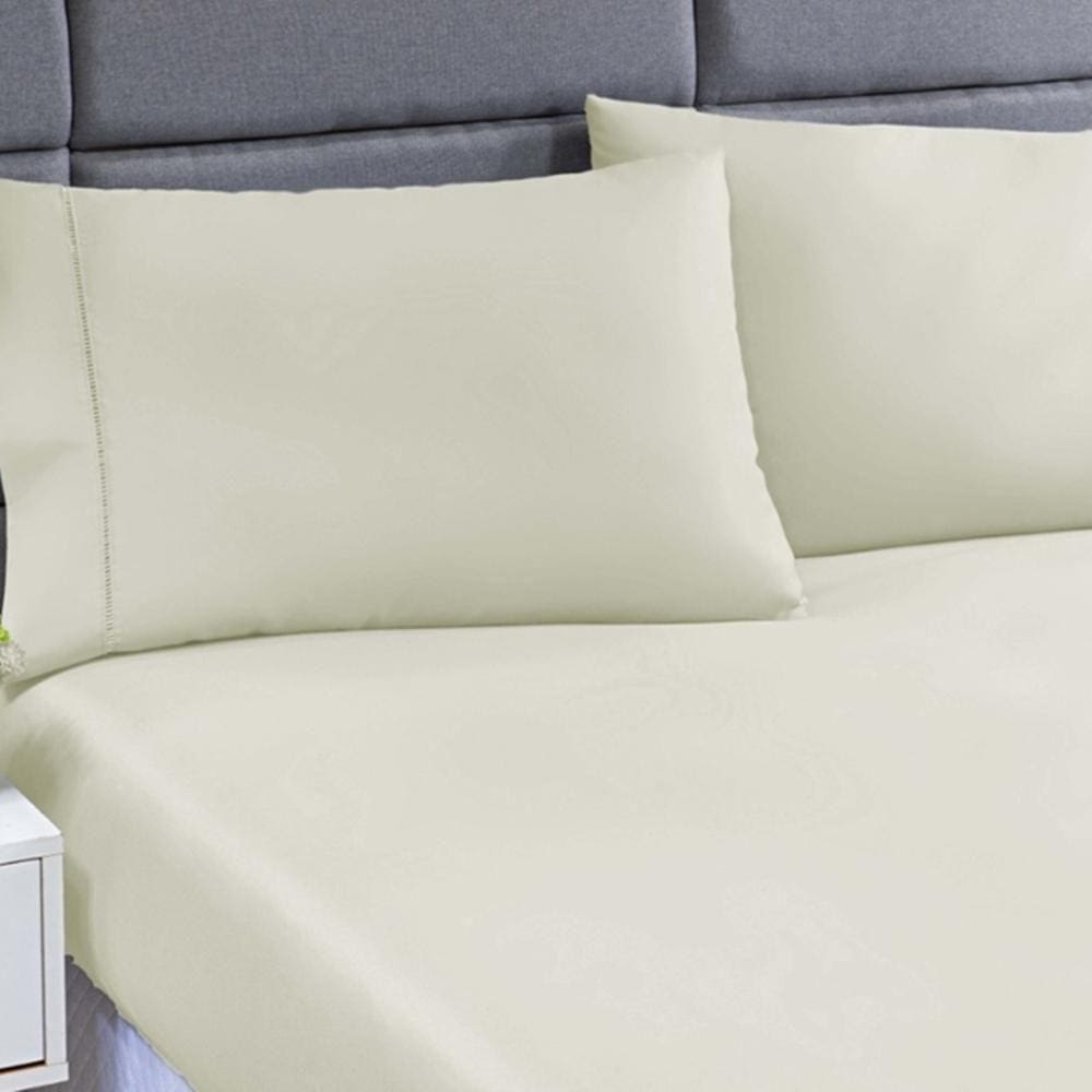 Jogo Lençol 400 Fios Ponto Palito Cama King 3pçs Poliéster - Caqui