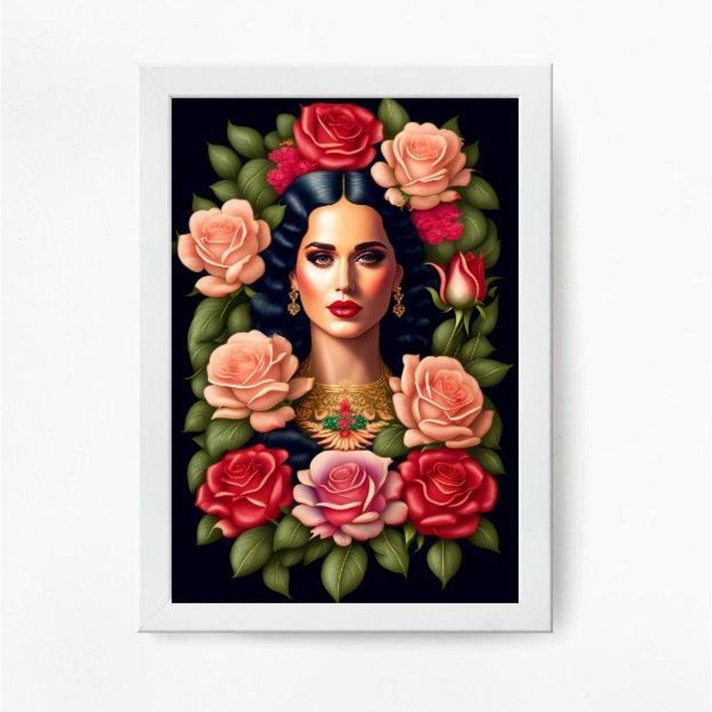 Quadro Decorativo Katy Perry Floral 33x24cm - Vidro