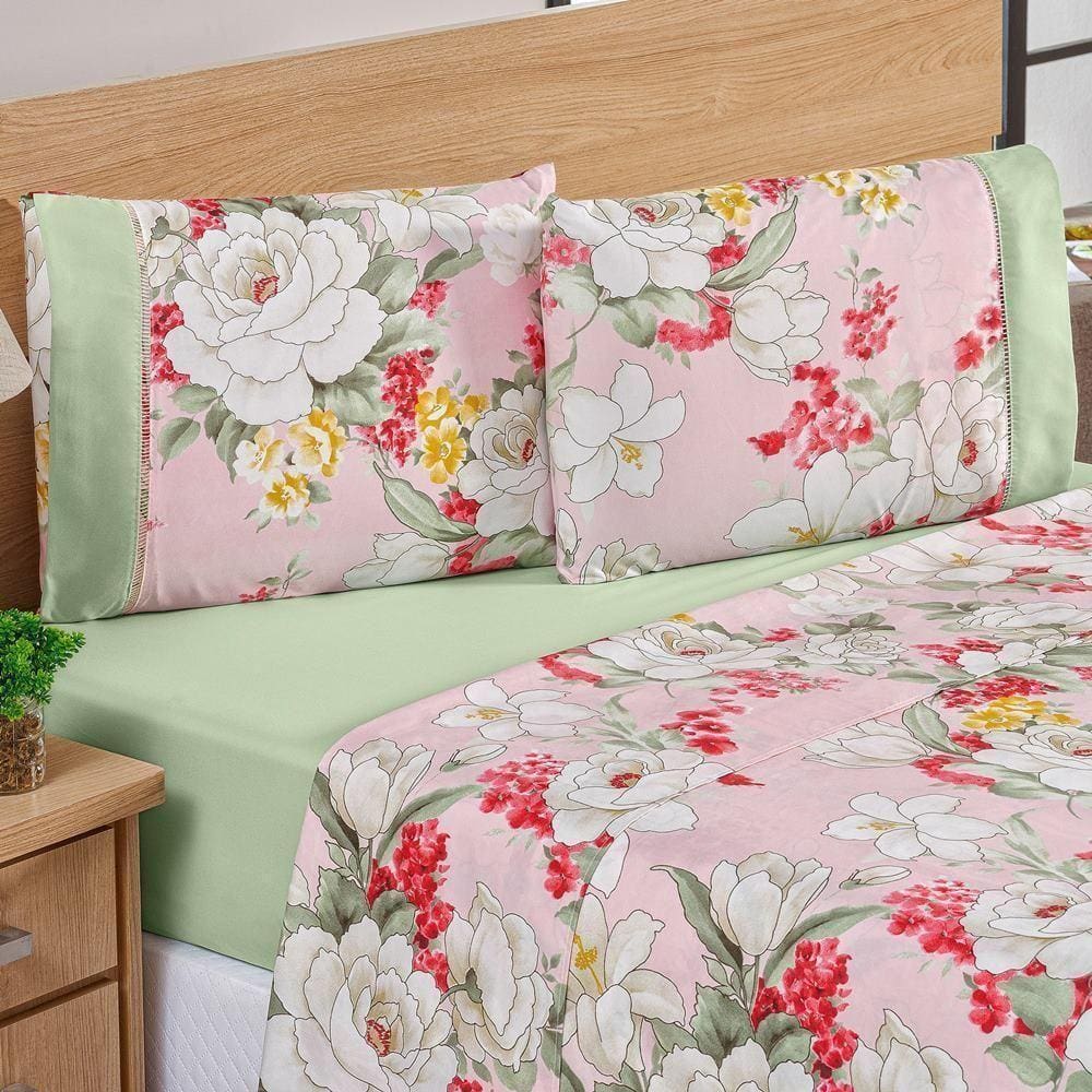 Jogo De Cama Estampado Micropercal 200 Fios Naturale Solteiro 03 Peças - Killy