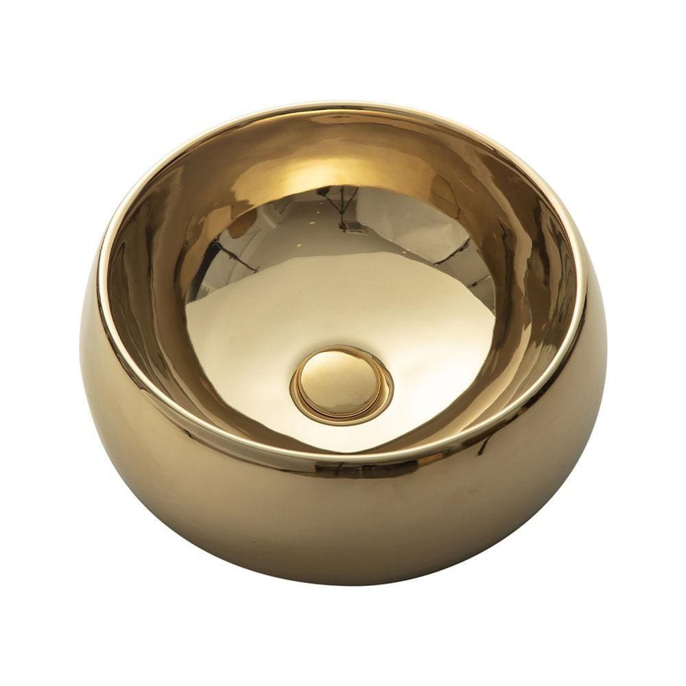 Cuba De Apoio Para Banheiro Redonda Louça Cerâmica 41 cm Morganita Pingoo.casa - Dourado