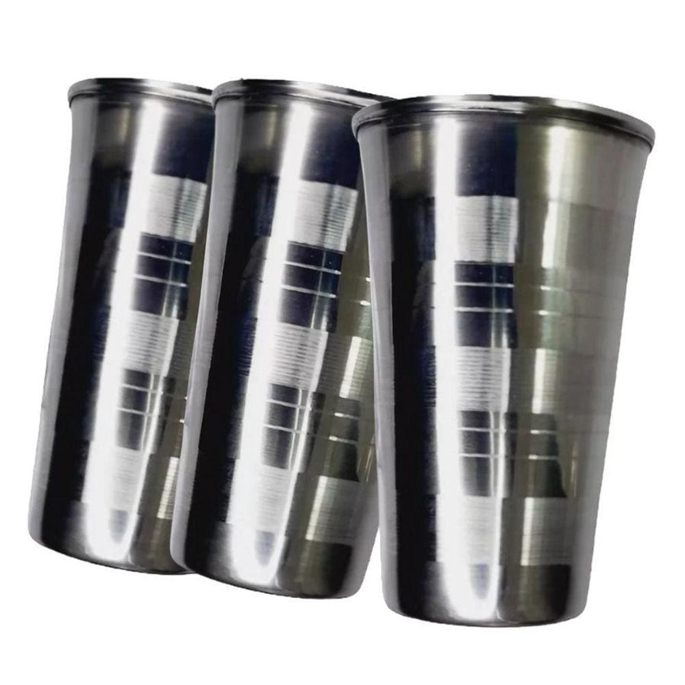 Kit De 3 Copos Inox 250Ml Ideais Para Cerveja, Água E Suco