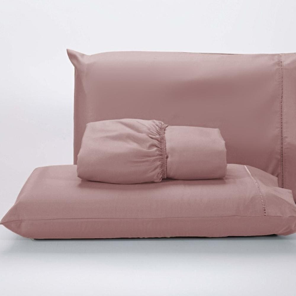 Jogo Lençol 400 Fios Ponto Palito Cama King 3pçs Poliéster - Rose