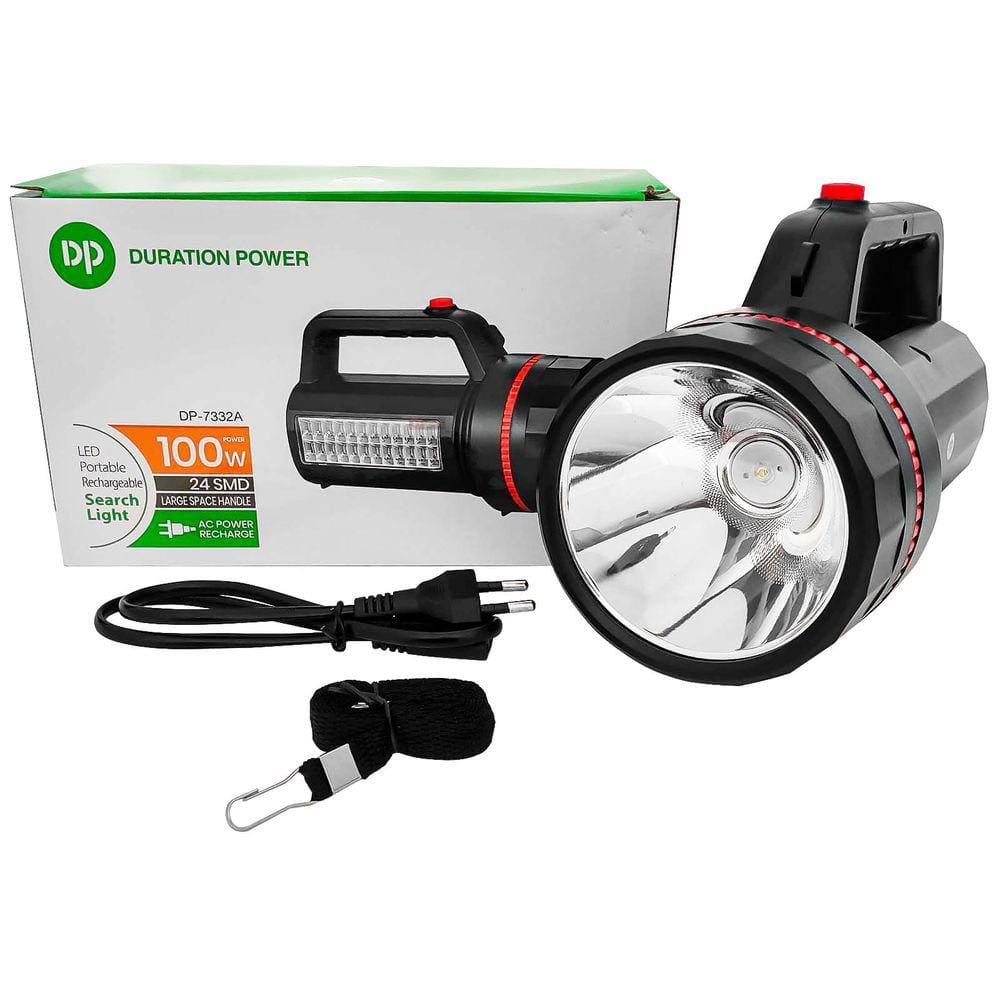 Lanterna Multifunção Farolete Holofote Farol De Mão Recarregável 100W + Luminaria De Emergencia 24 Leds Smd Potente