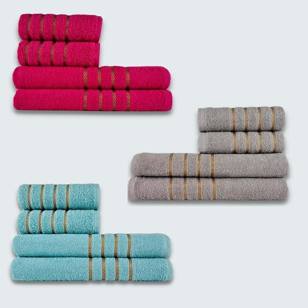 Jogo De Toalhas 12 Peças Coleção Dubai 100% Algodão Rs+cz+vd