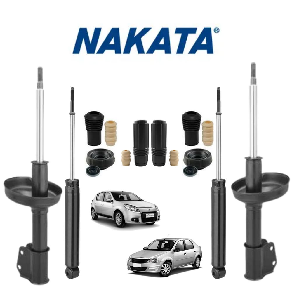 4 Amortecedor Dianteiro + Traseiro Nakata Renault Sandero 2007 A 2014 +Kit Batente
