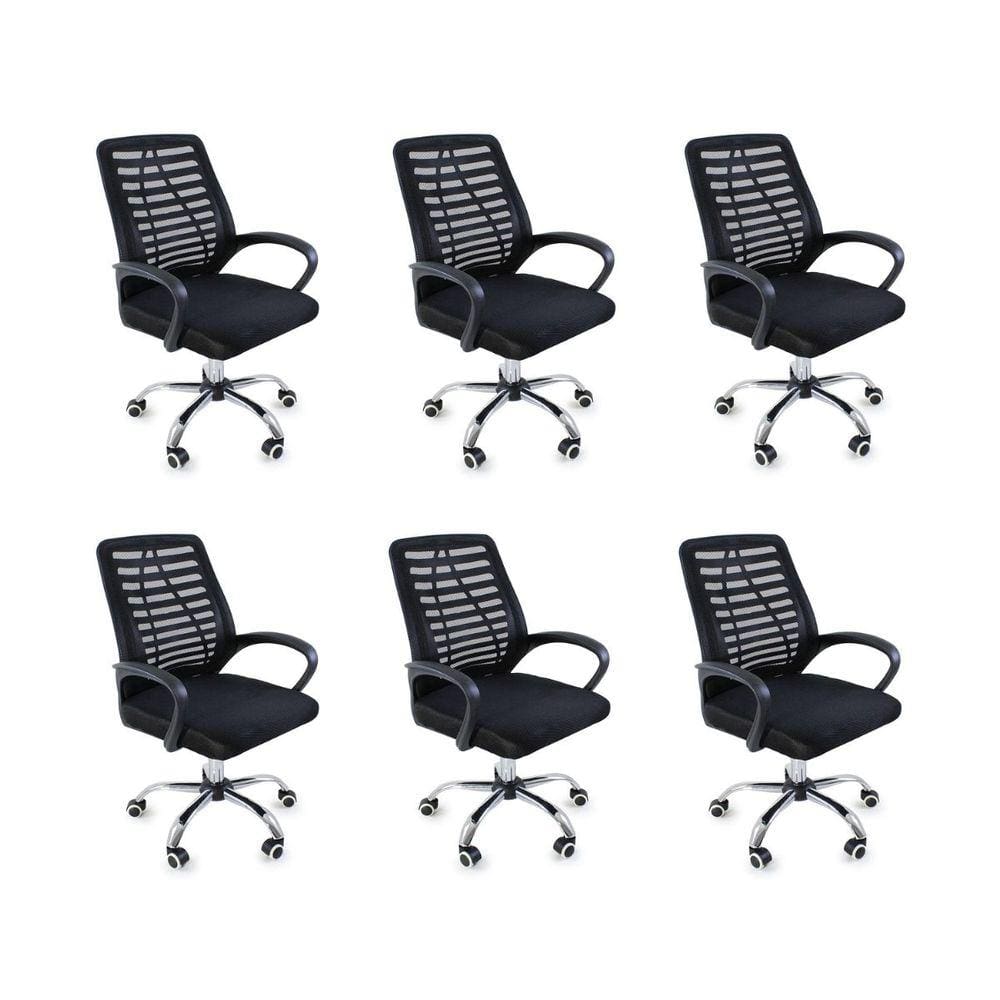 Kit 6 Cadeiras de Escritório Esteirinha Mesh Ergonômica