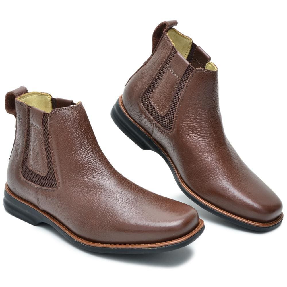 Bota Chelsea Masculina Couro Cano Curto Elástico Moderna
