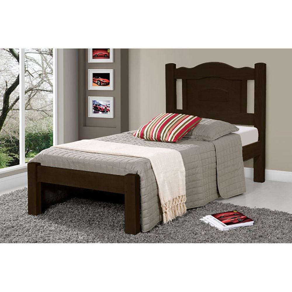 Cama de Solteiro Paris de Madeira Maciça Tauari