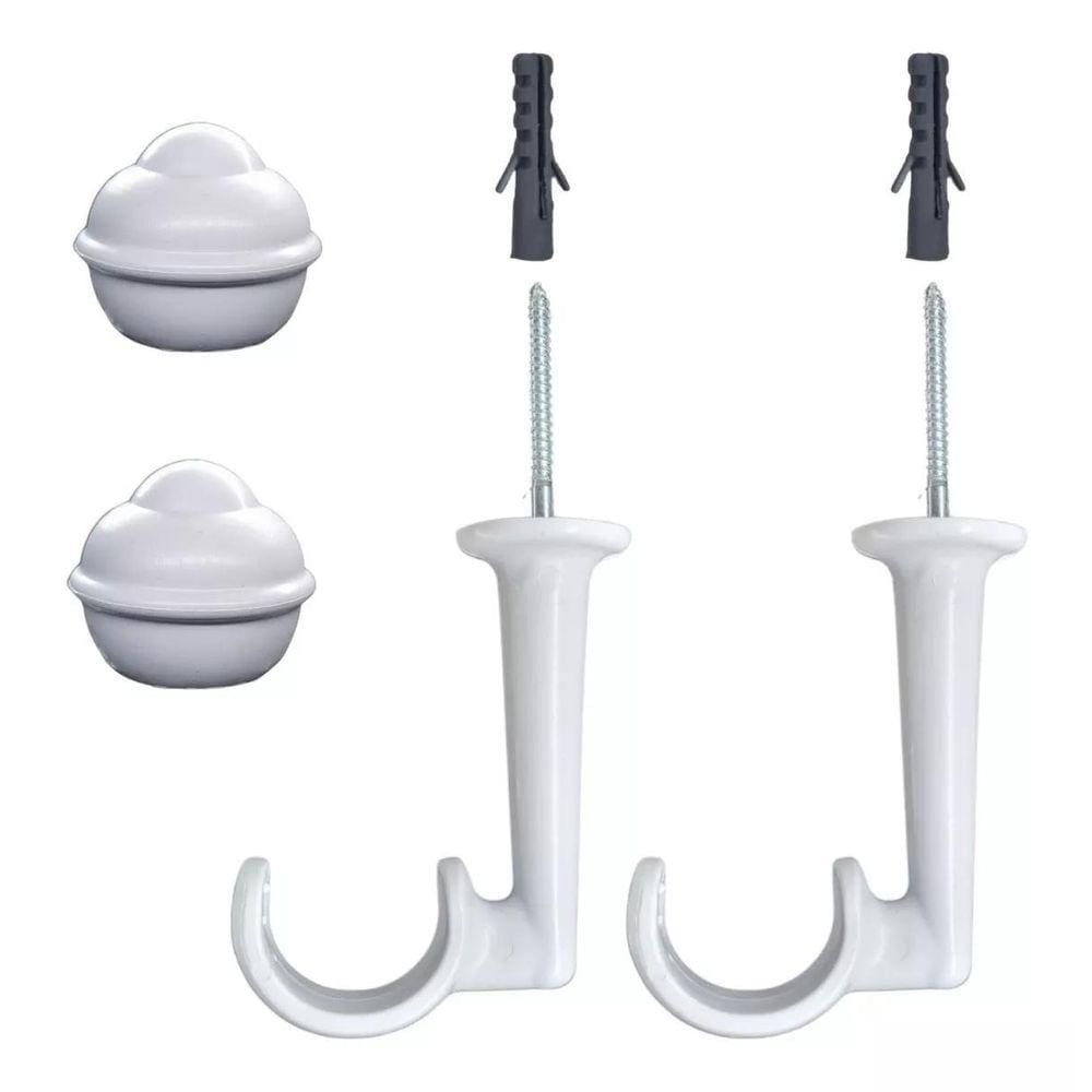Suporte de Teto para Cortina 28mm - Kit 2 - Branco
