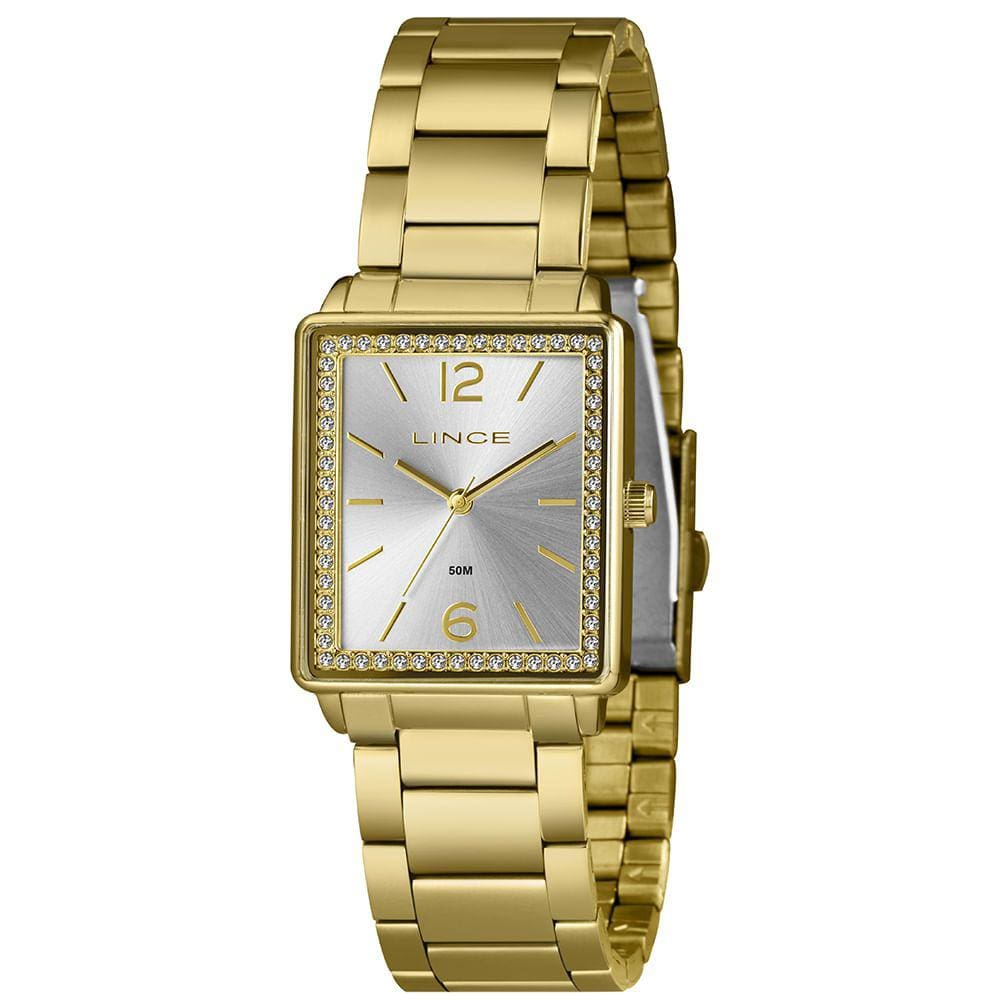 Relógio LINCE feminino quadrado dourado LQG4737L28 S2KX