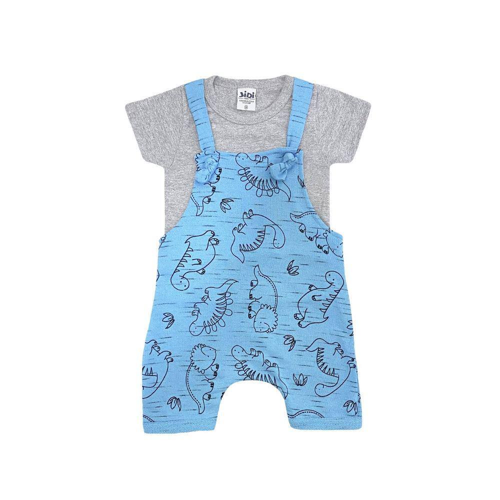 Conjunto Infantil Menino Macaquinho Azul com Camiseta  - Jidi Kids