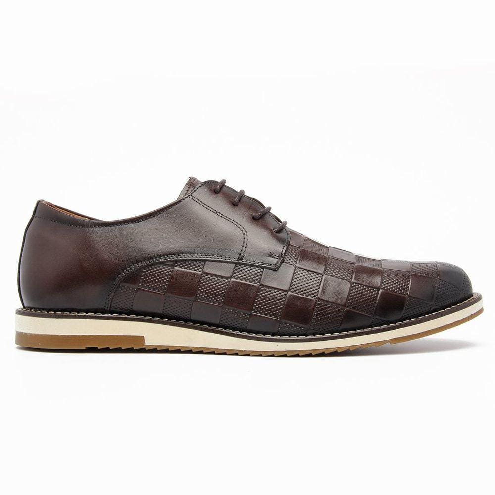 Sapato Casual Oxford Masculino Quadriculado Pinhao