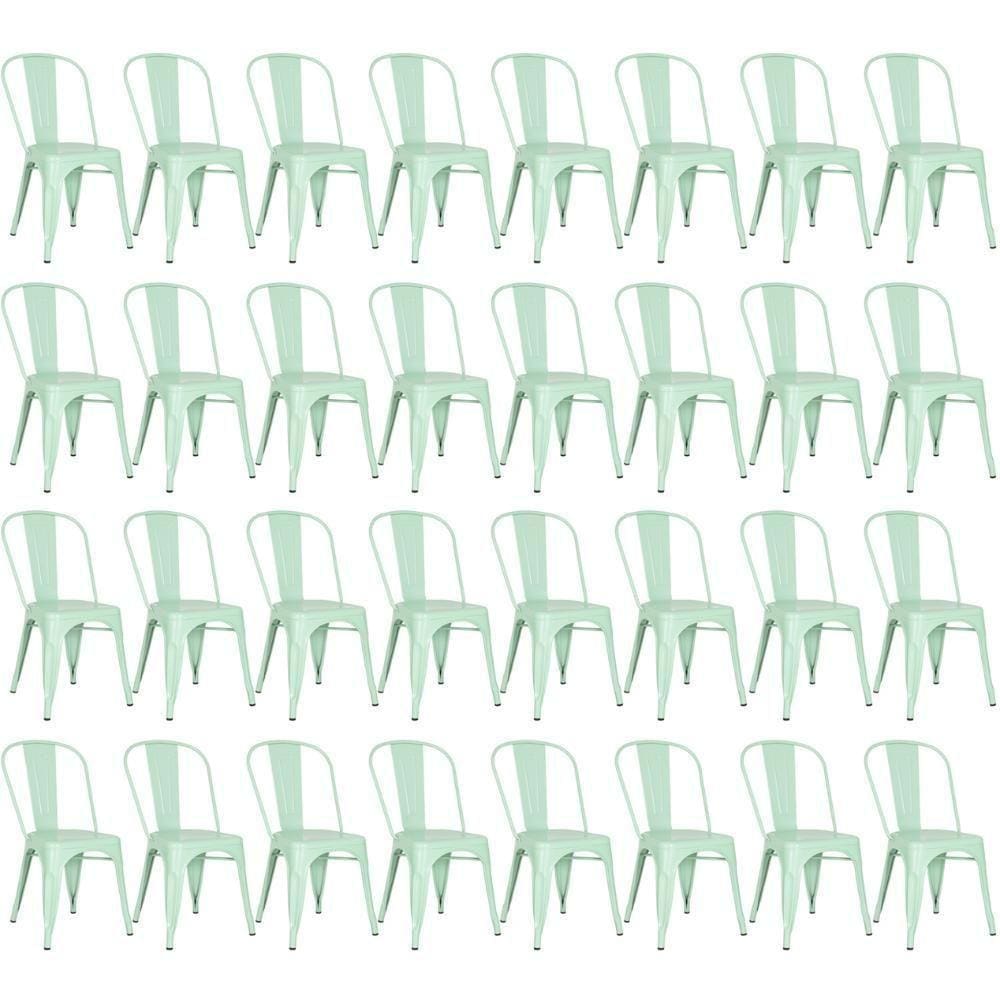 Kit 32 Cadeiras Iron Tolix Design Industrial Verde Claro