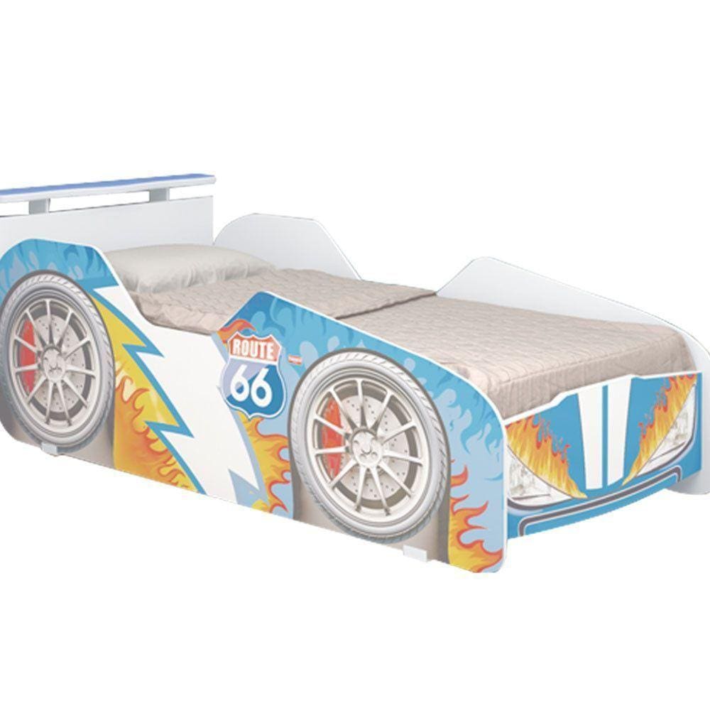 Cama Infantil Veloz Carro Em Mdf Tuboarte Azul