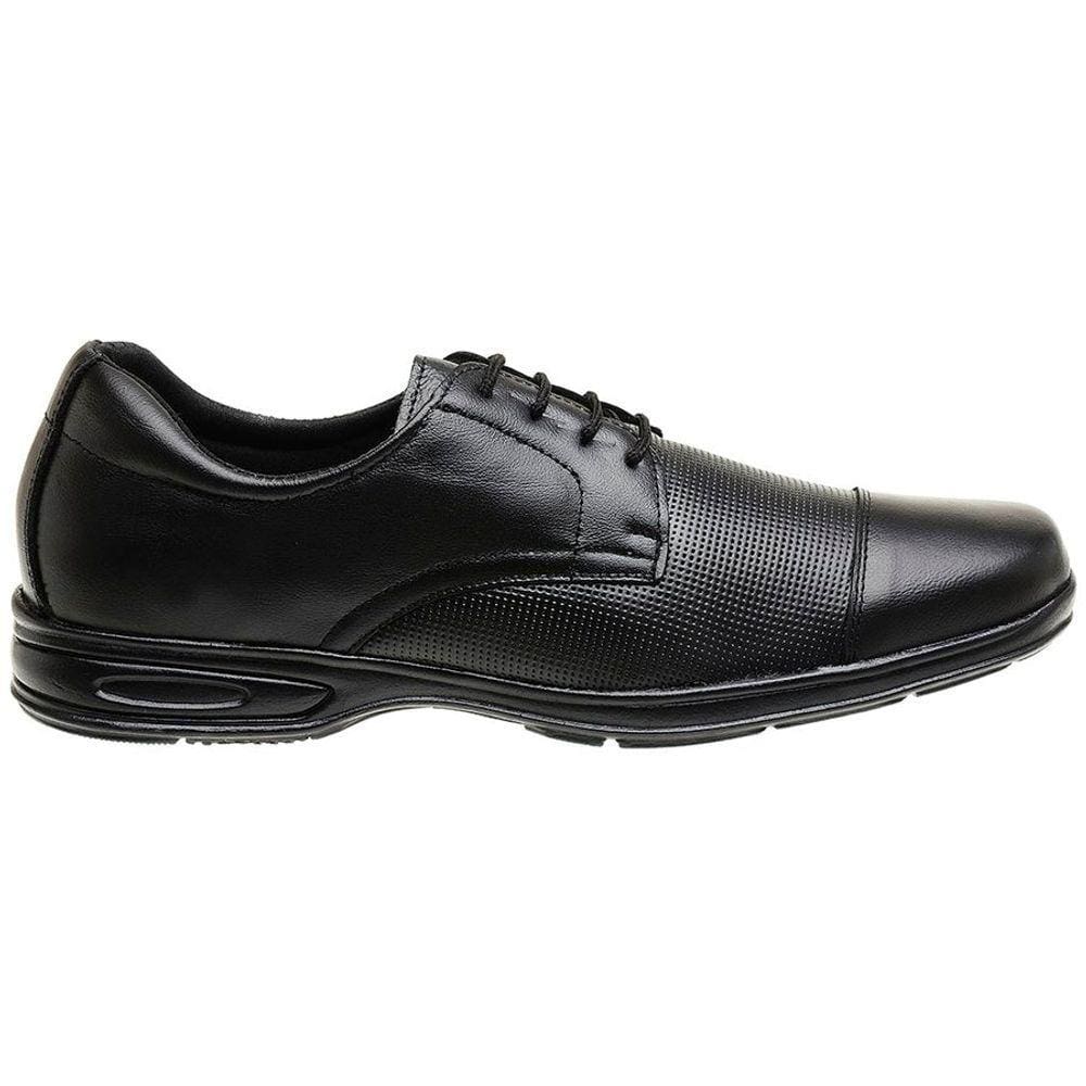 Sapato Social Confort Masculino Pontilhado Com Cadarco Preto
