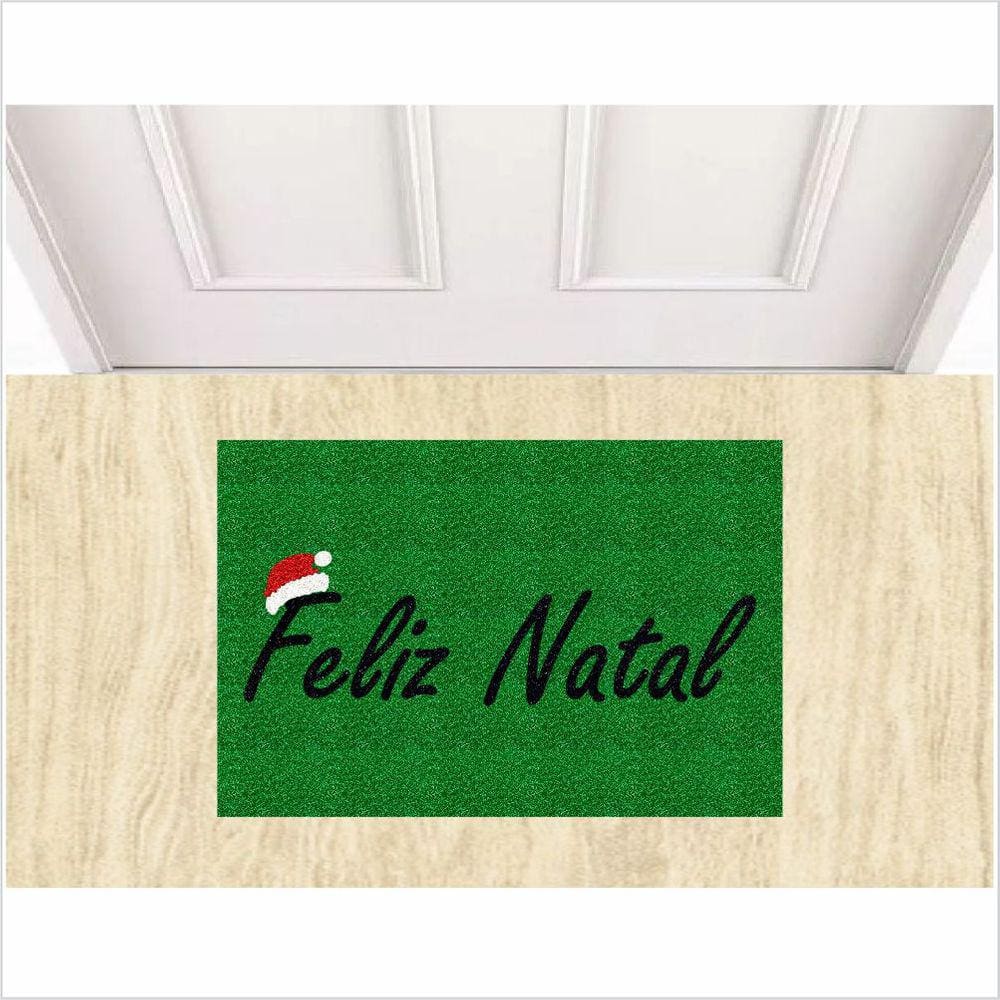 Tapete Feliz Natal Gorro Cor Verde, Decoração De Natal