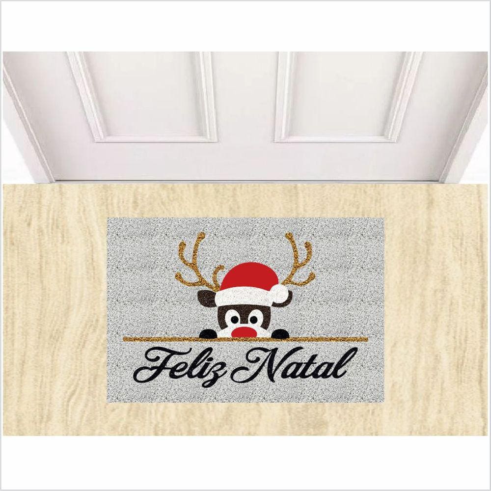 Tapete Feliz Natal, Rena Papai Noel Medida Porta.