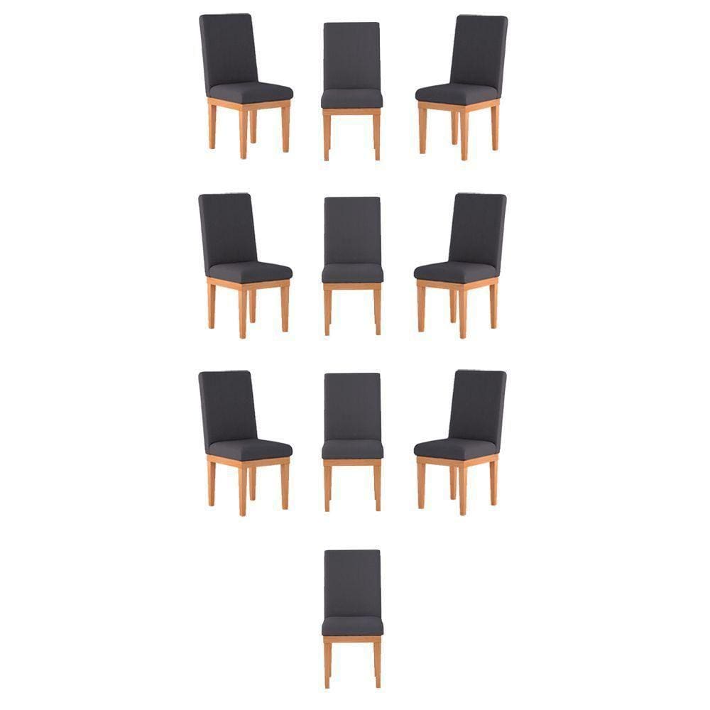 Kit 10 Cadeiras Estofadas Para Mesa Cinza