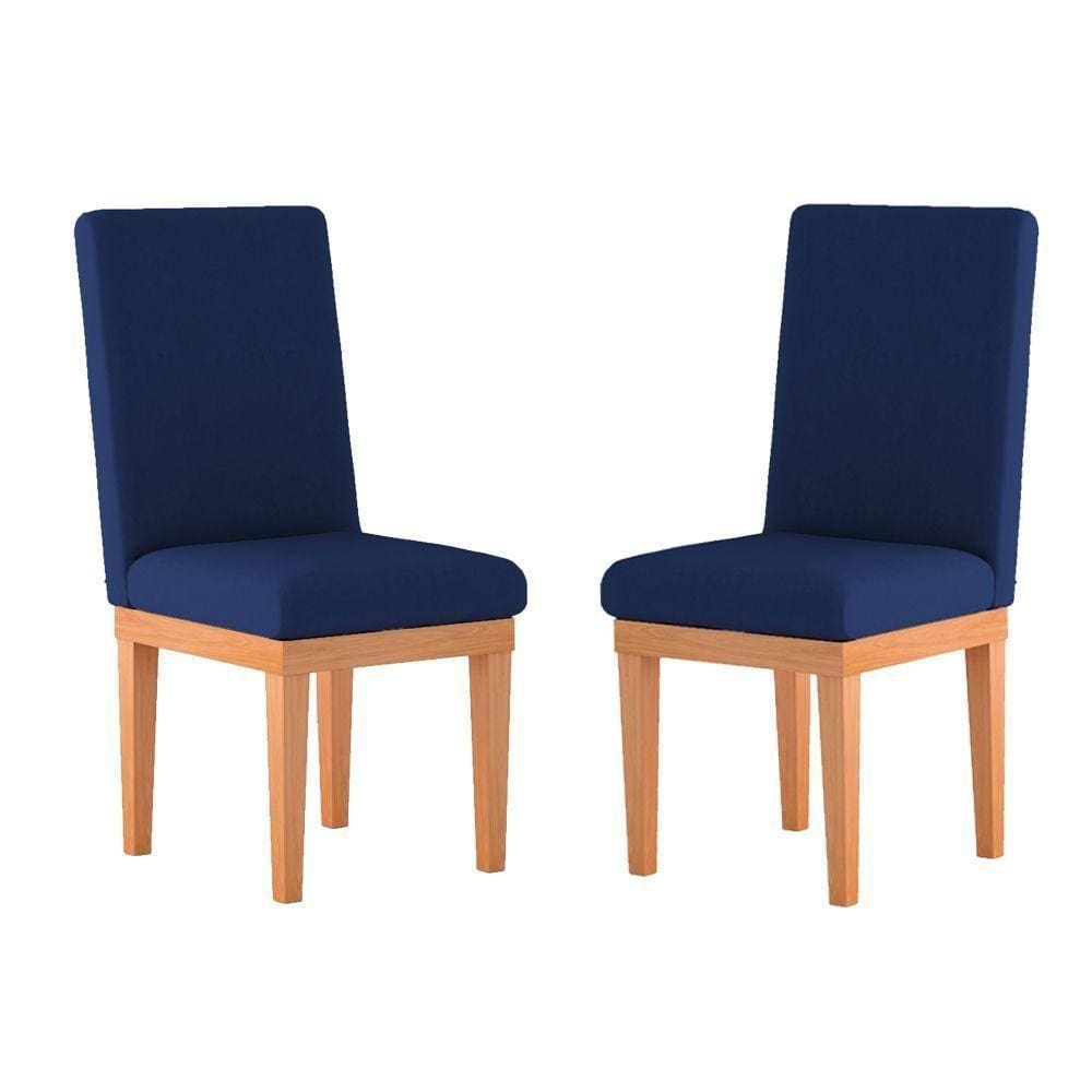 Kit 2 Cadeiras Estofadas Para Mesa De Jantar azul Marinho