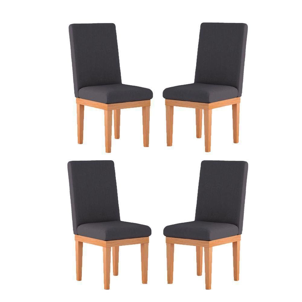 Kit Cadeiras Estofadas Mesa De Jantar Cinza