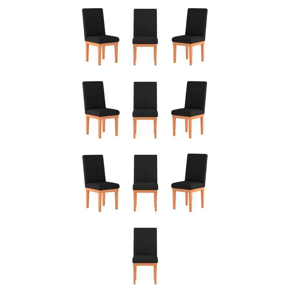 Kit 10 Cadeiras Estofadas Para Mesa preta