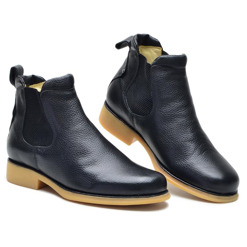Bota Chelsea Masculina Botina Couro Elástico Cano Curto