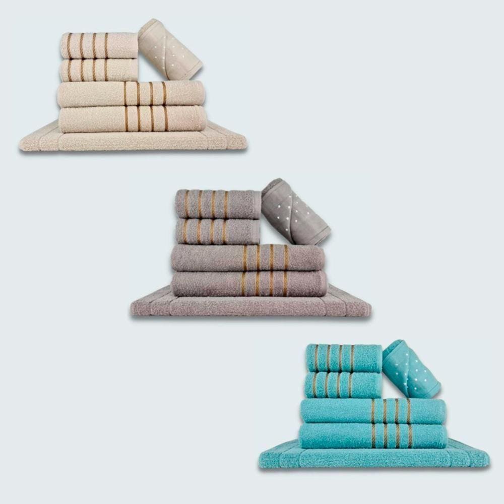 Jogo De Toalhas 18 Pçs Coleção Dubai 100% Algodão Bg+cz+vd