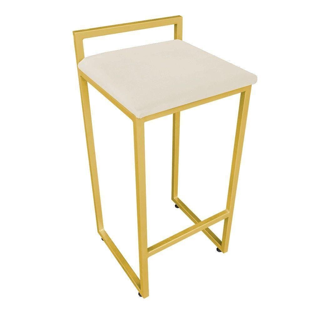 Banqueta Pietra Suede Bege Base Dourado