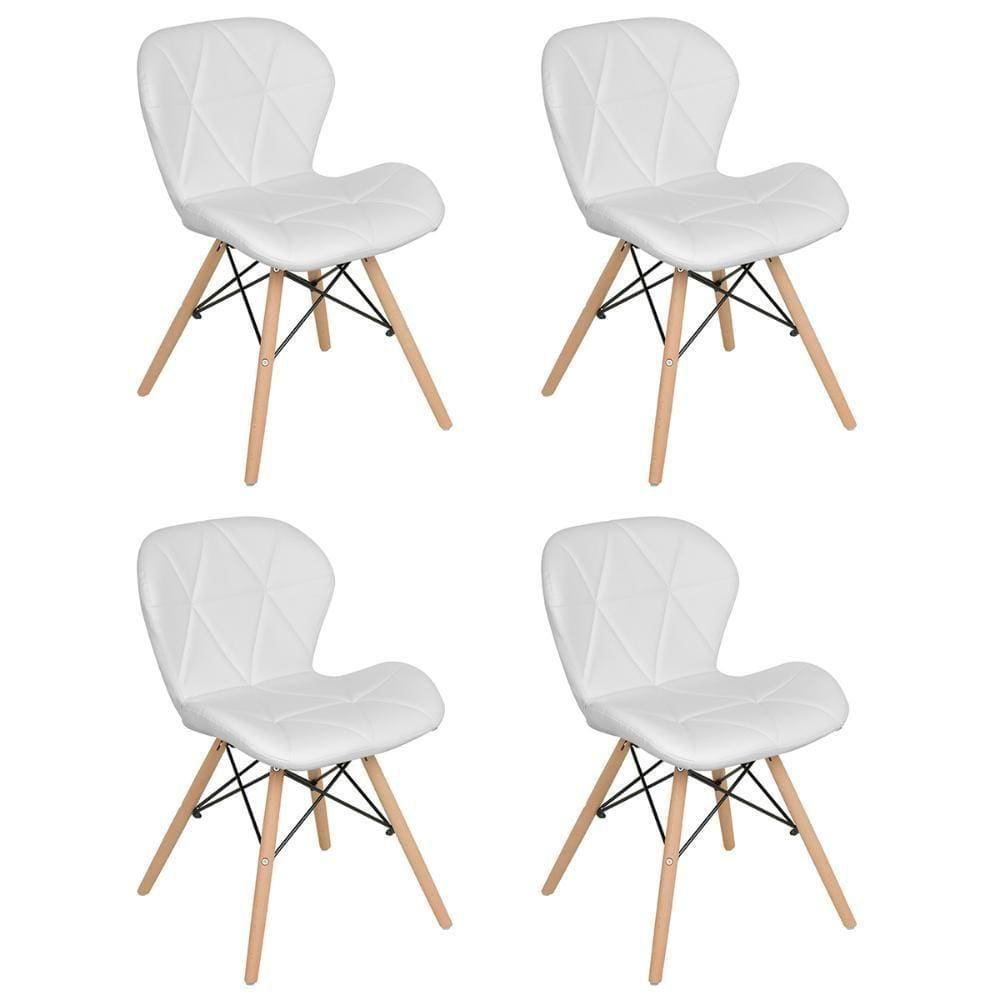 Kit 4 Cadeiras Estofadas Charles Eames Eiffel Slim Branco