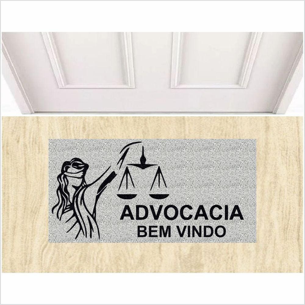 Tapete Capacho Advocacia 80X40 Fundo Prata