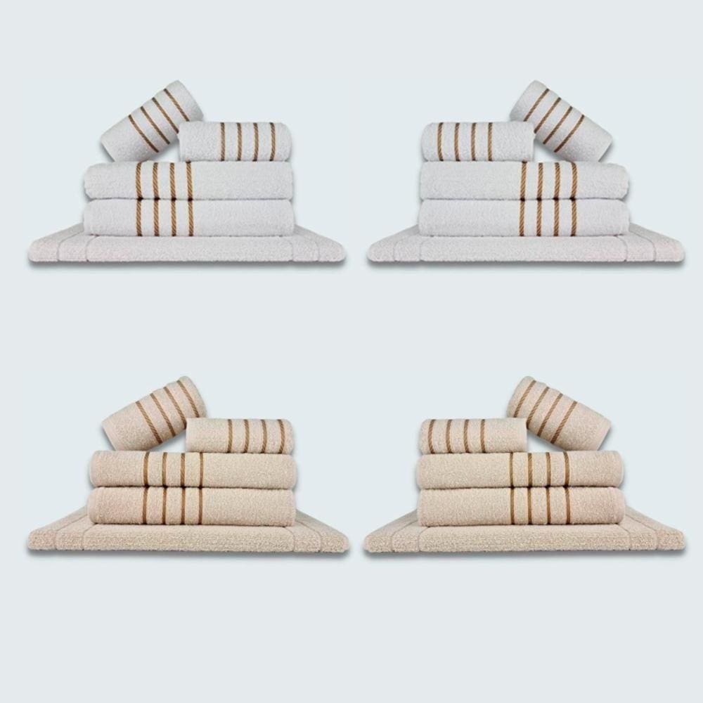 Jogo De Toalhas 20 Pçs Coleção Dubai 100% Algodão Br+bg