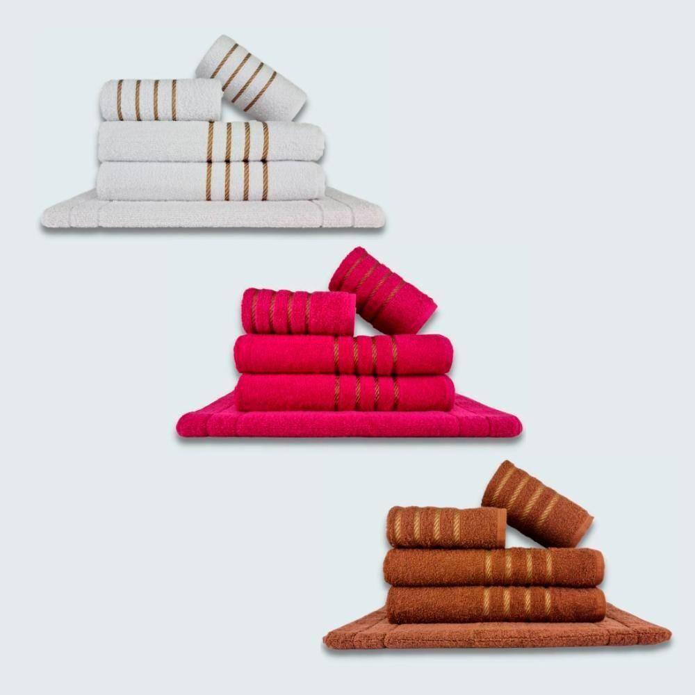 Jogo De Toalhas 15 Pçs Coleção Dubai 100% Algodão Br+rs+mr