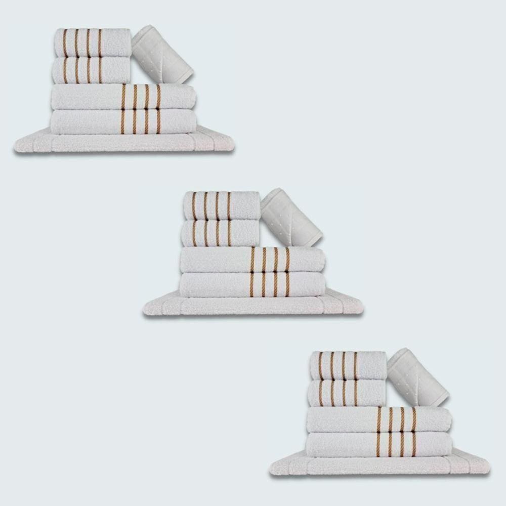 Jogo De Toalhas 18 Pçs Coleção Dubai 100% Algodão Branco