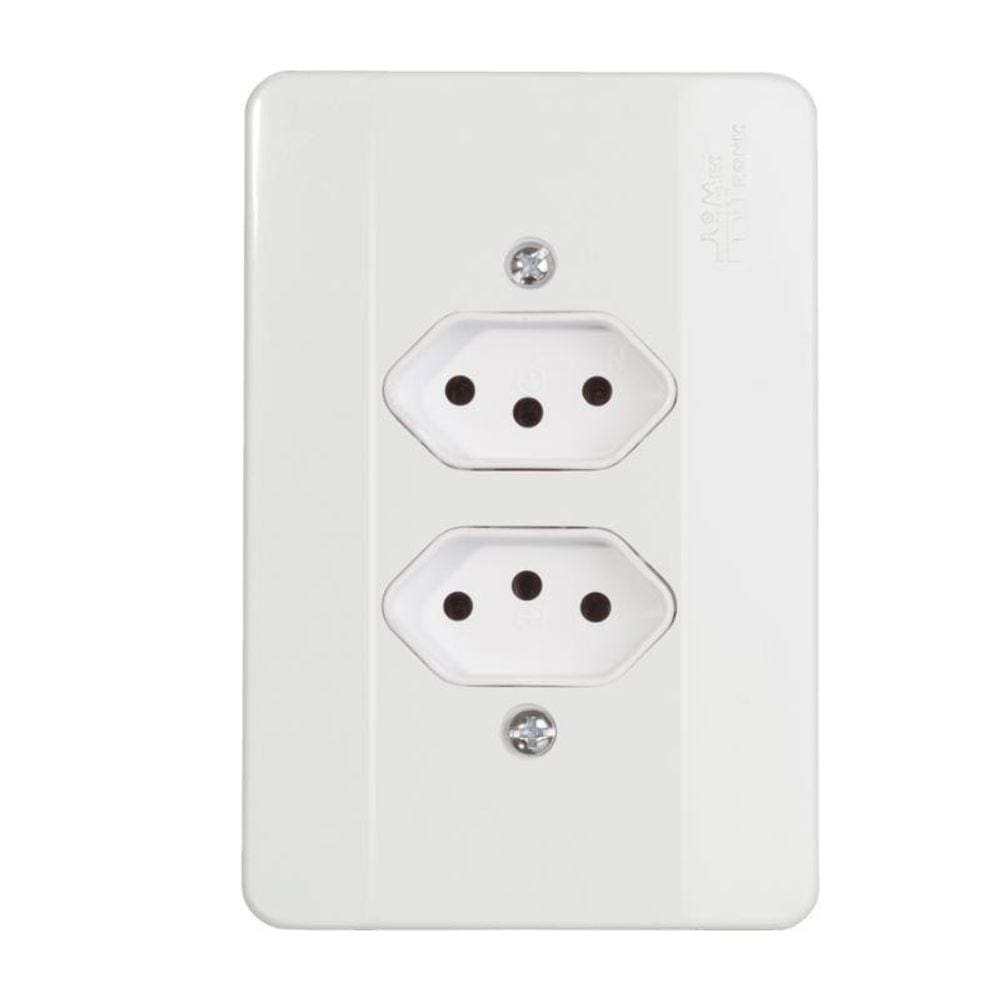 Tomada 2 Entrada Fixa 2P+T 10A Mec-Tronic Branco