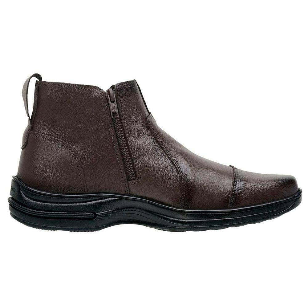 Botina Masculina Confort Com Ziper Cafe