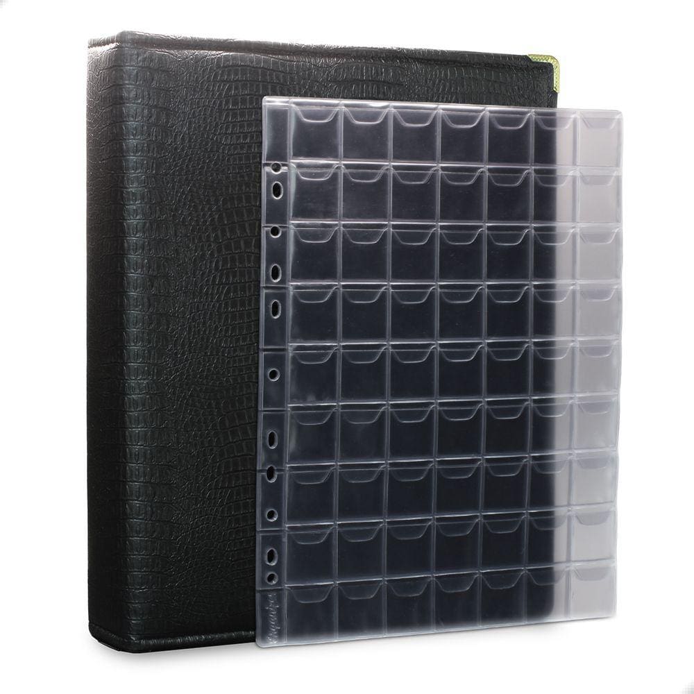 Álbum Fichário 10 Folhas para 630 Moedas 32x24 Ziper Cobra Fosco GG