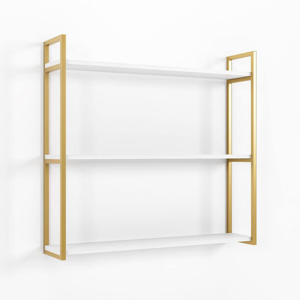 Prateleira Industrial 3 Níveis com Armação de Metalon Dourado 75x18x80