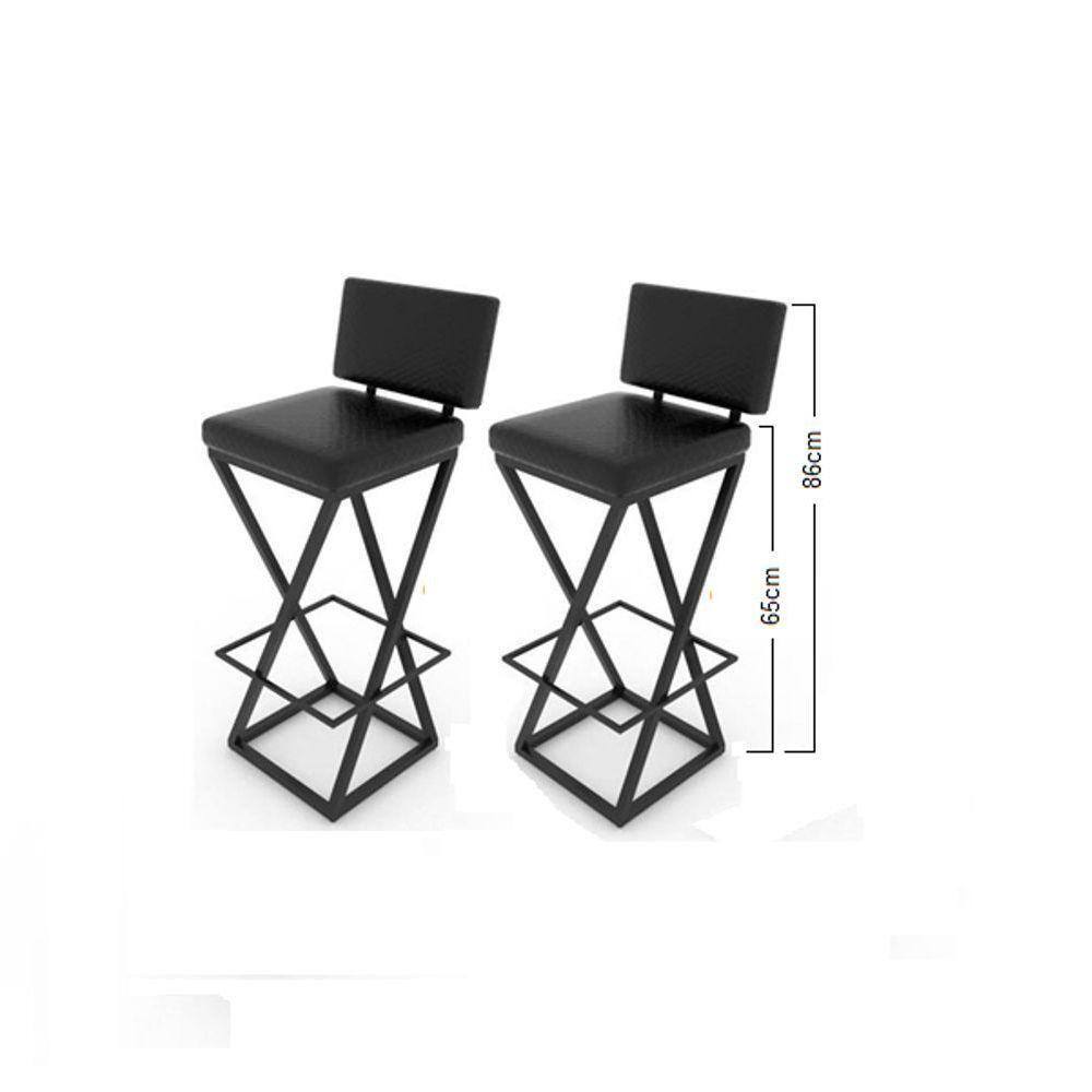 Kit 2 Banquetas Bistrô Baixas 65cm Estofadas Impermeáveis