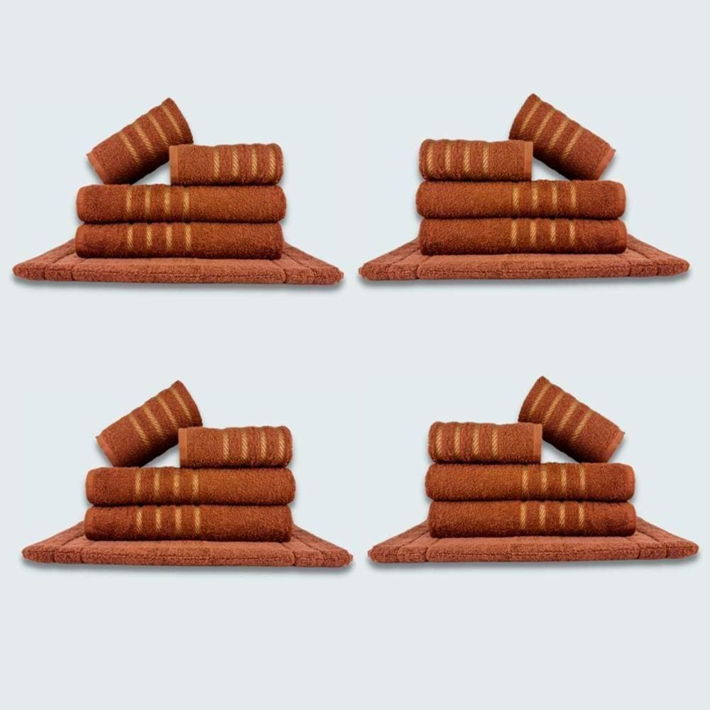 Jogo De Toalhas 20 Pçs Coleção Dubai 100% Algodão Marrom