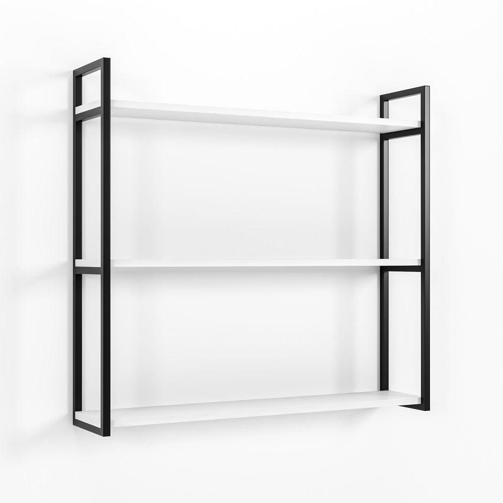 Prateleira Industrial 3 Níveis com Armação de Metalon Preto 75x18x80