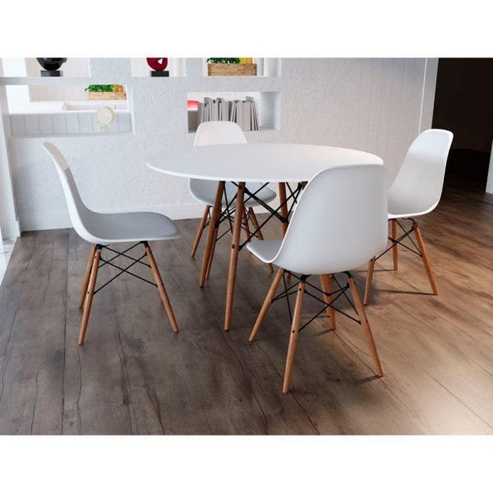 Conjunto De Mesa De Jantar Eames Eiffel 90cm Com 4 Cadeiras